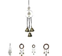 Handmade Witch Bells for Door Protection,Pagan Wind Chime Wreath Kit with Brass Bells & Gemstones,DIY Wiccan Home Decor Gift for Housewarming (Color1)