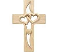 Handmade Wooden Cross with Intertwined Hearts, Religious Symbol of Enduring Love, Great Christian Gift, Wall Art Gift, Home Living Room Decor