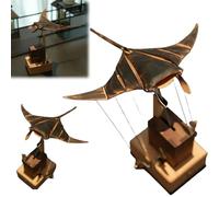 Handmade Wooden Electric Bionic Manta Ray Ornament, Mechanical Manta Ray Automaton with Lifelike Swimming Motion, Unique Mechanical Ocean Decoration for Desk Home Office (Wood, 24*24*18cm/9.5*9.5*7in)