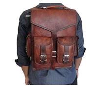 Handmade World Brown Vintage Leather Backpack Laptop Messenger Bag Mochila Sling for Men Women, marrón, 12" x 16", Ordenador portátil