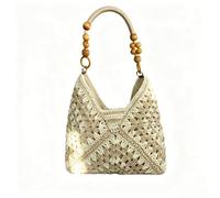 Handmade Woven Tote Bag Cotton Crochet Shoulder Purse Lightweight Straw Style Beach Handbag Casual Summer Travel Shopping Fashion Holiday Gift for Women Girls