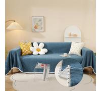 HANDONTIME Funda para sofá biplaza, Color Azul Marino, fácil de Ajustar, Universal, Duradera, con Encaje, 71 x 300 cm