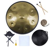 Handpan 10 Notas 12 Notas 440 Hz 22 Pulgadas Tambor de Acero Handpan Drum Instrument D Menor con Soporte，Mazos para Principiantes en Sanación con Sonido, Meditación(Gold,432HZ/9Note)
