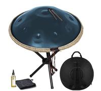 Handpan 10 Notas 12 Notas Instrumento de Tambor, 432 Hz 440 Hz Tambor de Acero de 56cm Percusión Instrumentos Musicales juego de Batería de Mano con Soporte de Mazo de Bolsa(Blue,440HZ/12Note)