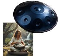 Handpan 22 Pulgadas 9/10/12 Notas para Meditación Handpan Drum 440hz/432hz Re Menor para Principiantes Hand Pan Drum Acero con Bolsa Baquetas Stand para Sanación con Sonido(Azul,440HZ/10 Note)