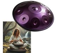 Handpan 22 Pulgadas 9/10/12 Notas para Meditación Handpan Drum 440hz/432hz Re Menor para Principiantes Hand Pan Drum Acero con Bolsa Baquetas Stand para Sanación con Sonido(Dark purple,432HZ/10 Note)