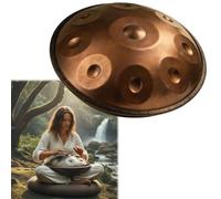 Handpan 22 Pulgadas 9/10/12 Notas para Meditación Handpan Drum 440hz/432hz Re Menor para Principiantes Hand Pan Drum Acero con Bolsa Baquetas Stand para Sanación con Sonido(Oro,432HZ/12 Note)