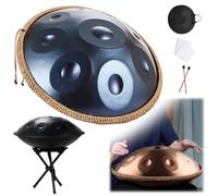 Handpan 22 Pulgadas 9/10/12 Notes Con Todos Los Accesorios, Hand Drum Instrumento, Percusión Armónica Para Educación Musical, Entretenimiento, Meditación Y Regalos Zen(Blue,9 Notes (440Hz))