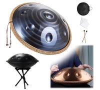 Handpan 22 Pulgadas 9/10/12 Notes Con Todos Los Accesorios, Hand Drum Instrumento, Percusión Armónica Para Educación Musical, Entretenimiento, Meditación Y Regalos Zen(Dark,9 Notes (432Hz))