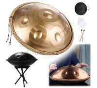 Handpan 22 Pulgadas 9/10/12 Notes Con Todos Los Accesorios, Hand Drum Instrumento, Percusión Armónica Para Educación Musical, Entretenimiento, Meditación Y Regalos Zen(Spiral,9 Notes (440Hz))