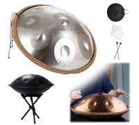 Handpan 22 Pulgadas 9/10/12 Notes Con Todos Los Accesorios, Hand Drum Instrumento, Percusión Armónica Para Educación Musical, Entretenimiento, Meditación Y Regalos Zen(Sun,9 Notes (432Hz))