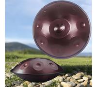 Handpan 22 Pulgadas 9 10 12notas Handpan Drum 440Hz 432Hz Acero Tambor de Lengua en Re Menor, Instrumentos Musicales, Percusión con Bolsa Soporte Mazos para Sanación Sonido Yoga(Brown,440HZ/12Note)