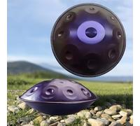 Handpan 22 Pulgadas 9 10 12notas Handpan Drum 440Hz 432Hz Acero Tambor de Lengua en Re Menor, Instrumentos Musicales, Percusión con Bolsa Soporte Mazos para Sanación Sonido Yoga(Purple,440HZ/12Note)