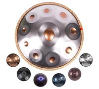 Handpan 22 Pulgadas 9 Notas 10 Notas 12 Notas Percusión Armónica en Re Menor 432Hz/440Hz Instrumento de Percusión Hand Tuning Handpan para Meditación Principiantes Performer(Silver2,440HZ/10 Note)