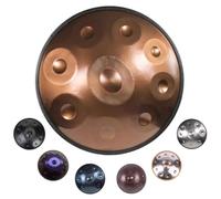 Handpan 22 Pulgadas 9 Notas 10 Notas 12 Notas Percusión Armónica en Re Menor 432Hz/440Hz Instrumento de Percusión Hand Tuning Handpan para Meditación Principiantes Performer(Oro,432HZ/9 Note)
