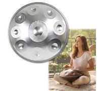 Handpan 22 Pulgadas Re Menor para Sanación con Sonido Handpan Drum 9/10/12 Notas 440hz/432hz para Principiantes Hand Pan Drum Acero con Bolsa Baquetas Stand para Meditación(Silver,440HZ/10 Note)