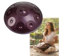Handpan 22 Pulgadas Re Menor para Sanación con Sonido Handpan Drum 9/10/12 Notas 440hz/432hz para Principiantes Hand Pan Drum Acero con Bolsa Baquetas Stand para Meditación(Purple,440HZ/10 Note)
