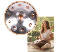 Handpan 22 Pulgadas Re Menor para Sanación con Sonido Handpan Drum 9/10/12 Notas 440hz/432hz para Principiantes Hand Pan Drum Acero con Bolsa Baquetas Stand para Meditación(Silver2,440HZ/9 Note)