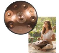 Handpan 22 Pulgadas Re Menor para Sanación con Sonido Handpan Drum 9/10/12 Notas 440hz/432hz para Principiantes Hand Pan Drum Acero con Bolsa Baquetas Stand para Meditación(Oro,440HZ/12 Note)