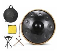 Handpan 432Hz D Minor 9 Notas, Tambor de Meditación Zen y Sanación con Sonido, Instrumento Musical para Relajación 55 cm para Reiki, Mindfulness y Baños de Sonido(Oscuro,440HZ/12Note)