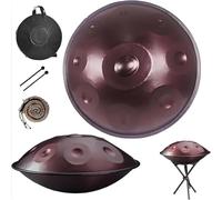 Handpan 440 Hz, 9 10 12 tonos, Tambor de acero D Menor de acero de 56cm, Handpan Drum Instrument para Principiantes en Sanación con Sonido, Meditación(Brown,432HZ/10Note)