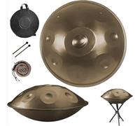 Handpan 440 Hz, 9 10 12 tonos, Tambor de acero D Menor de acero de 56cm, Handpan Drum Instrument para Principiantes en Sanación con Sonido, Meditación(Gold,432HZ/10Note)