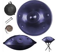 Handpan 440 Hz, 9 10 12 tonos, Tambor de acero D Menor de acero de 56cm, Handpan Drum Instrument para Principiantes en Sanación con Sonido, Meditación(Purple,432HZ/10Note)