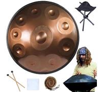 Handpan 56cm D Minor Handpan Drum 9/10/12 Notas Percusión Armónica Tambor De Mano De Acero 432Hz / 440Hz Para Sanación Del Sonido, Meditación Personal, Yoga(Color:Gold,Size:10 Notes(432HZ))