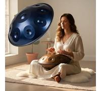 Handpan 9/10/12 Notas en D Menor Tambor de Mano 440Hz/440Hz Tambu 22 Pulgadas Instrumentos Musicales para Meditación Performer con Bolsa Baquetas Stand(Azul,440HZ/12 Note)