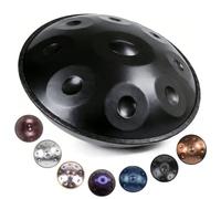Handpan 9 Notas 10 Notas 12 Notas para Principiantes Handpan Drum 440Hz/432Hz para Meditación Hand Pan Drum 22 Pulgadas en Re Menor para Sanación con Sonido con Bolsa Mazo(Negro,432HZ/10 Note)