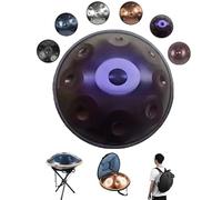Handpan de 22 Pulgadas Re Menor D Minor - 9/10/12 Notas Tambor| Handpan Drum 440Hz 432Hz | Instrumento de Percusión de Acero para Sanación Yoga Meditación | Bolsa Soporte Mazos(Purple,440HZ/9Note)