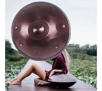 Handpan de 56cm en Re Menor, 9 10 12 Notas Handpan Drum | Tambor de Acero Percusión con Bolsa, Soportes y Mazos | Instrumento Musical Profesional para Terapia y Meditación(Brown,432HZ/10Note)