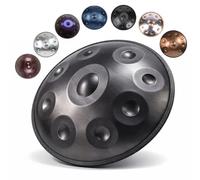 Handpan de Acero Re Menor Tambu Handpan 9 10 12 Note 22 Pulgadas 432Hz 440Hz Tambor para Principiantes Relajación Meditación Yoga Performer Curación de Sonido(Negro,432HZ/10 Note)