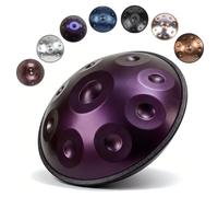 Handpan de Acero Re Menor Tambu Handpan 9 10 12 Note 22 Pulgadas 432Hz 440Hz Tambor para Principiantes Relajación Meditación Yoga Performer Curación de Sonido(Dark purple,432HZ/9 Note)