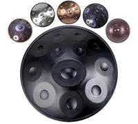 Handpan Drum 22 Inch 9/10/12 Notes D Minor 440Hz/432Hz, Professional Steel Hand Pan with Soft Bag Stand, Hand Drum Instrument for Beginners Sound Healing Meditation(Black,440HZ/12Note)