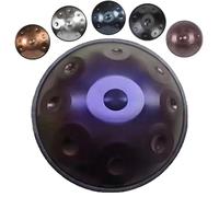 Handpan Drum 22 Inch 9/10/12 Notes D Minor 440Hz/432Hz, Professional Steel Hand Pan with Soft Bag Stand, Hand Drum Instrument for Beginners Sound Healing Meditation(Deep Purple,440HZ/10Note)