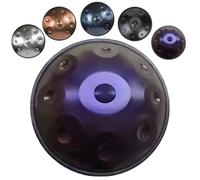 Handpan Drum 22 Inch 9/10/12 Notes D Minor 440Hz/432Hz, Professional Steel Hand Pan with Soft Bag Stand, Hand Drum Instrument for Beginners Sound Healing Meditation(Deep Purple,440HZ/9Note)