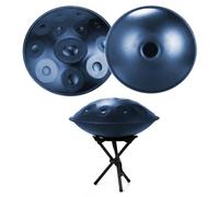 Handpan Drum 22-Inch 9-Note 10-Note D Kurd 440Hz Instrumento de Tambor de Mano Includes Soft Bag, Mallets, Stand, Note Stickers, Cleaning Cloth Performance Video(Blue,440HZ/10Note)