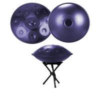 Handpan Drum 22-Inch 9-Note 10-Note D Kurd 440Hz Instrumento de Tambor de Mano Includes Soft Bag, Mallets, Stand, Note Stickers, Cleaning Cloth Performance Video(Purple,432HZ/10Note)