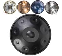 Handpan Drum 22 Inches D Minor Kurd, Tambor De Mano Sets Con Todos Los Accesorios(Black,9 Notes (440Hz))