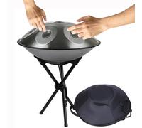 Handpan Drum 22 Pulgadas, Tambor de Acero 432Hz 440Hz, Handpan para Adultos 9 10 12 Notas Hand Drum Instrumento De Percusión para terapia de sonido, Yoga, Meditación(Plata,432Hz/12Notes)