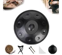 Handpan Drum 432Hz/440Hz, 10 notas Instrumento de percusión de 23 pulgadas con trípode de tambor, ratán hecho a mano, mazo de audición, paño de limpieza de tambor