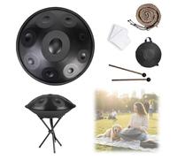Handpan Drum 432Hz/440Hz 9/10/12 Notas 22 Pulgadas Handpan Drum Instrumento Hand pan Ideal para Principiantes, Tambor de Mano para Yoga Meditación Educación Musical(Oscuro,440HZ/10Note)