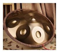 Handpan Drum 432Hz/440Hz, 9/10 Notas Instrumento De Percusión De 55cm Con Trípode, Handpan Drum Gold Steel Tongue Drum con protección de borde de ratán para familiares y amigos,