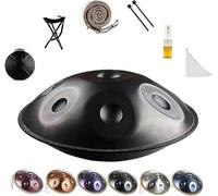 Handpan Drum 432hz 440Hz Instrumento D Menor 9/10/12 Tonos 56cm Hand Pan Music Percusión for sanación con sonido, meditación personal, yoga(Black,440HZ/9Hinweis)