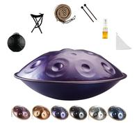 Handpan Drum 440Hz 432Hz 9/10/12 Tonos 56cm Tambor de Acero con Bolsillo Suave, Percusión Armónica para Sanación de Sonido, Meditación, Yoga(Morado oscuro,432HZ/12Nota)