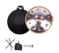 Handpan Drum 440Hz 9/10/12 Notas 55cm Handpan Instrument D Menor, tambor Hand pan Music Percusión para Principiantes en Sanación con Sonido, Meditación(Gold+Silver,10 Notes)
