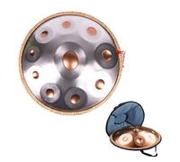 Handpan Drum 440Hz, 9/10/12 Notas Instrumento De Percusión De 56cm con Con Bolsa Suave, 2 Mazos y Soporte, Tambor de Acer para Principiantes en Sanación(Gold+Silver,10 Notes)