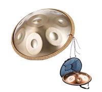 Handpan Drum 440Hz, 9/10/12 Notas Instrumento De Percusión De 56cm con Con Bolsa Suave, 2 Mazos y Soporte, Tambor de Acer para Principiantes en Sanación(Gold,10 Notes)