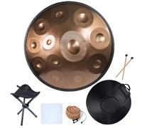 Handpan Drum 56cm D Minor 432HZ /440 HZ Handpan Tambor De Acero Con Bolsa De Mano Suave, 9/10/12 Notas Instrumento De Percusión Para Meditación Personal, Yoga(Gold,12 Notes(432HZ))